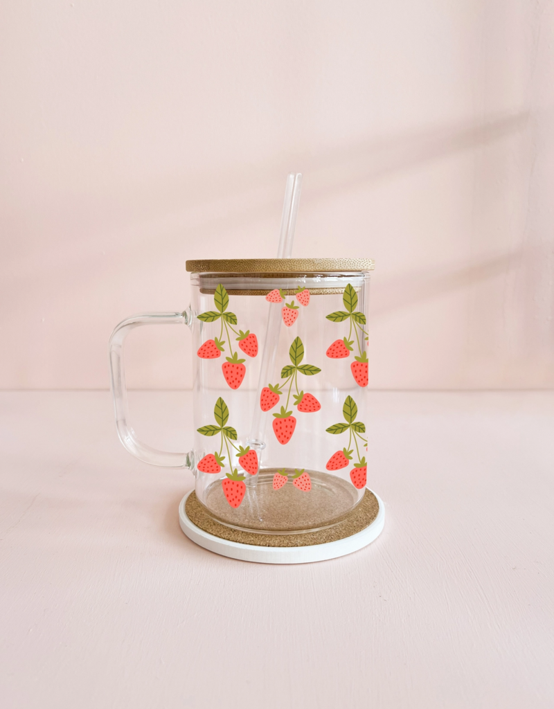 Mömy 17oz Glass Mug with Straw and Lid