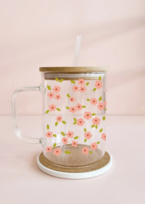Mömy 17oz Glass Mug with Straw and Lid *MORE PRINTS*