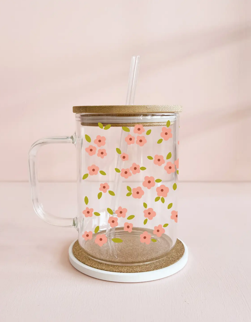 Mömy 17oz Glass Mug with Straw and Lid