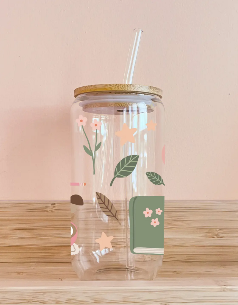 Mömy 16oz Glass With Lid and Straw