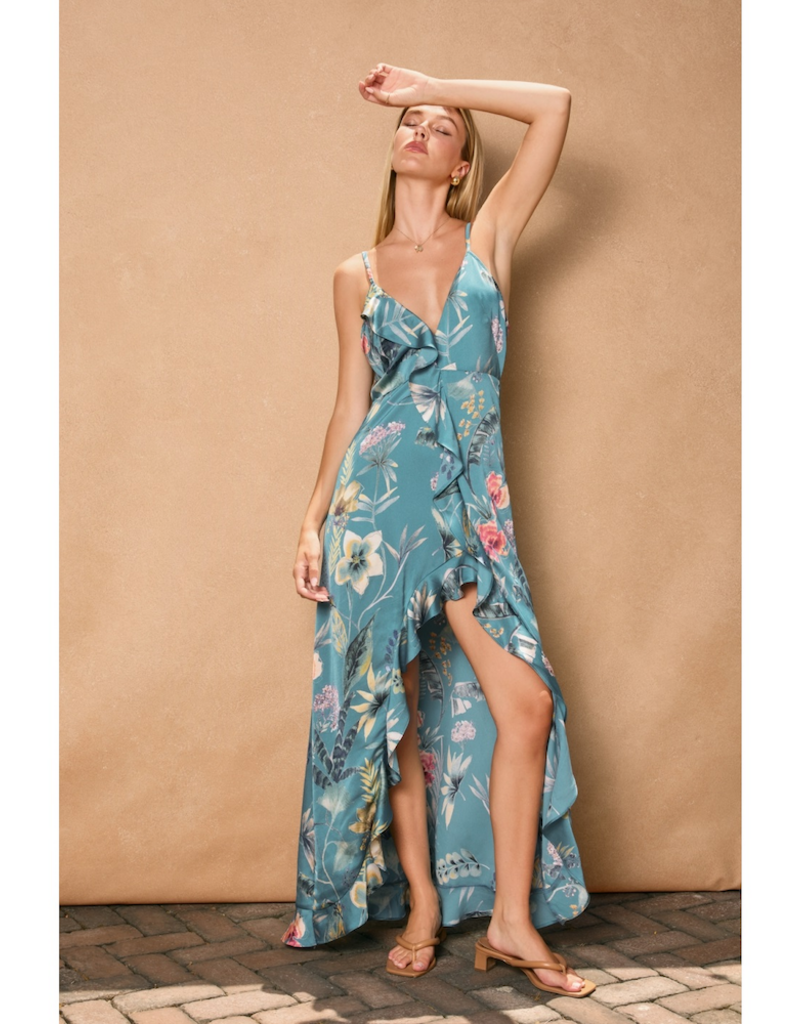 Dress Forum Palm Sky Asymmetrical Ruffle Maxi Dress