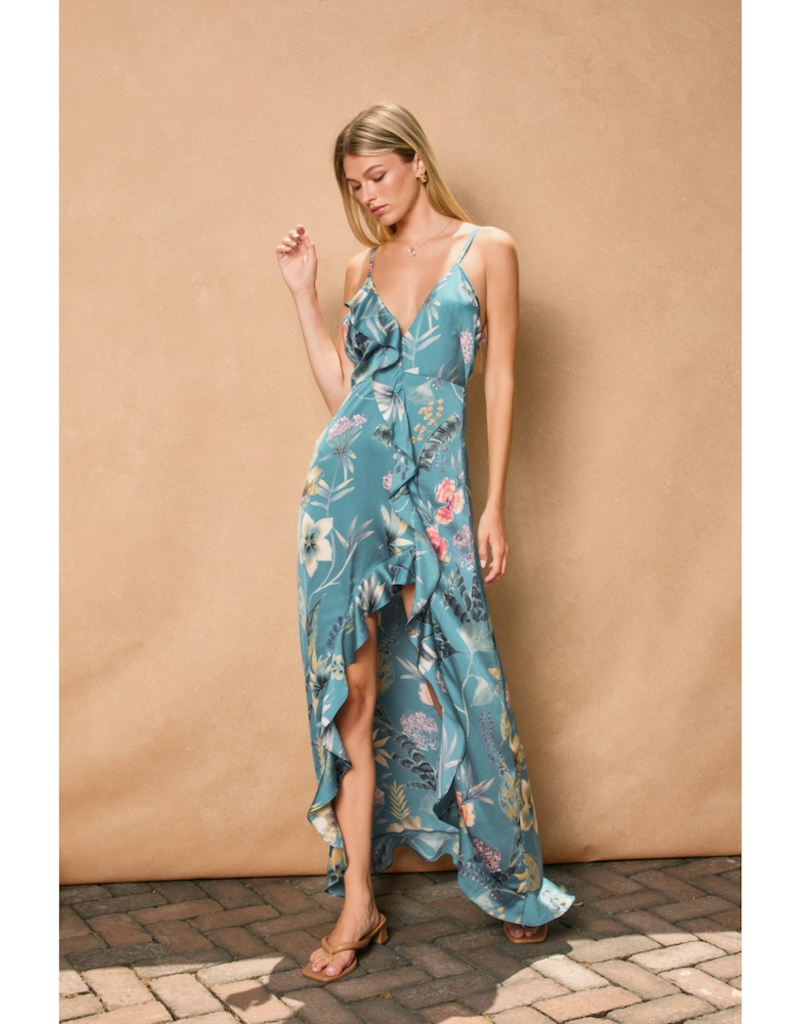 Dress Forum Palm Sky Asymmetrical Ruffle Maxi Dress
