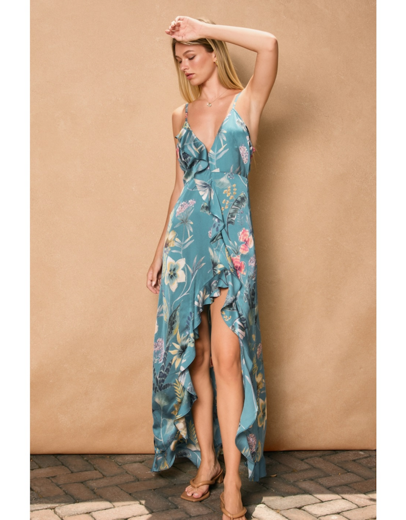 Dress Forum Palm Sky Asymmetrical Ruffle Maxi Dress