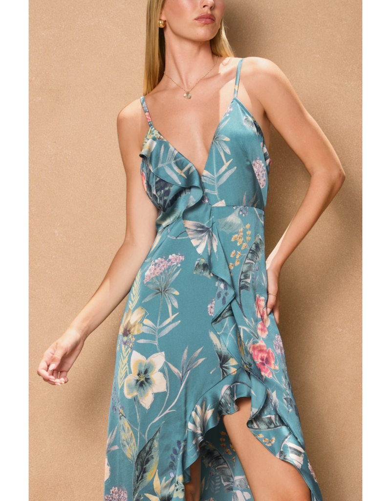 Dress Forum Palm Sky Asymmetrical Ruffle Maxi Dress