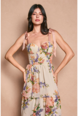 Dress Forum Delicate Affair Corset Tiered Maxi Dress with Shoulder Ties in Soft Coral