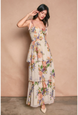 Dress Forum Delicate Affair Corset Tiered Maxi Dress with Shoulder Ties in Soft Coral