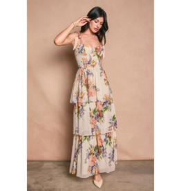 Dress Forum Delicate Affair Corset Tiered Maxi Dress in Spring Garden