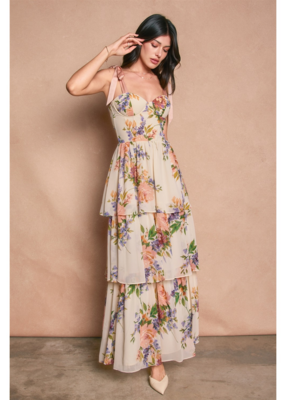 Dress Forum Delicate Affair Corset Tiered Maxi Dress in Spring Garden
