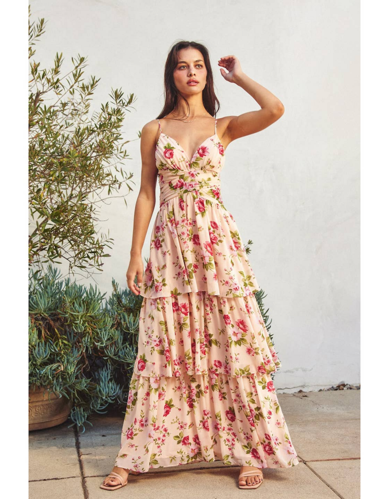 Dress Forum Sweet Emotion Ruched Ruffle Tiered Maxi Dress