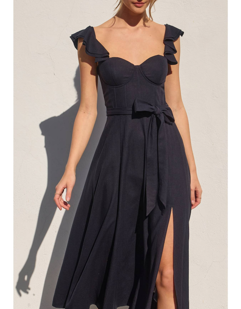 Dress Forum Heaven Sent Bustier Flutter Sleeve Dress in Navy