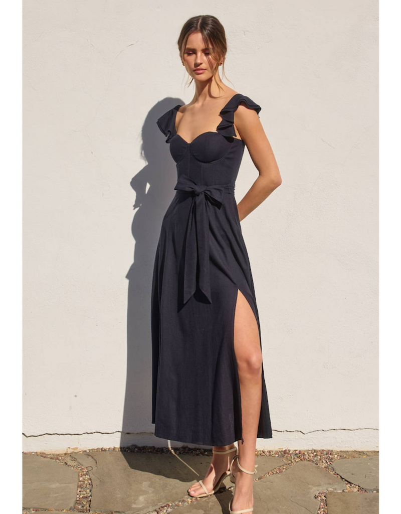Dress Forum Heaven Sent Bustier Flutter Sleeve Dress in Navy