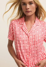 Z-Supply Gingham PJ Top in Kiss Me Red