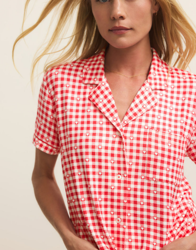 Z-Supply Gingham PJ Top in Kiss Me Red