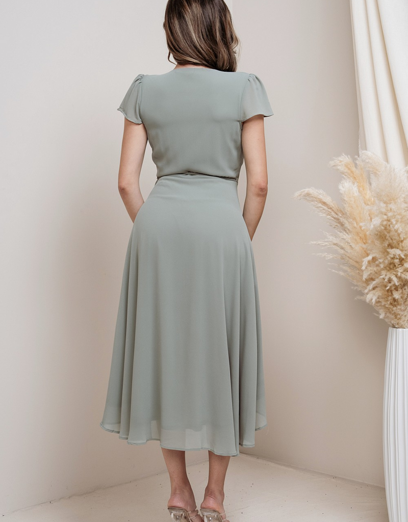 Soieblu Molly Midi Wrap Dress in Dusty Sage