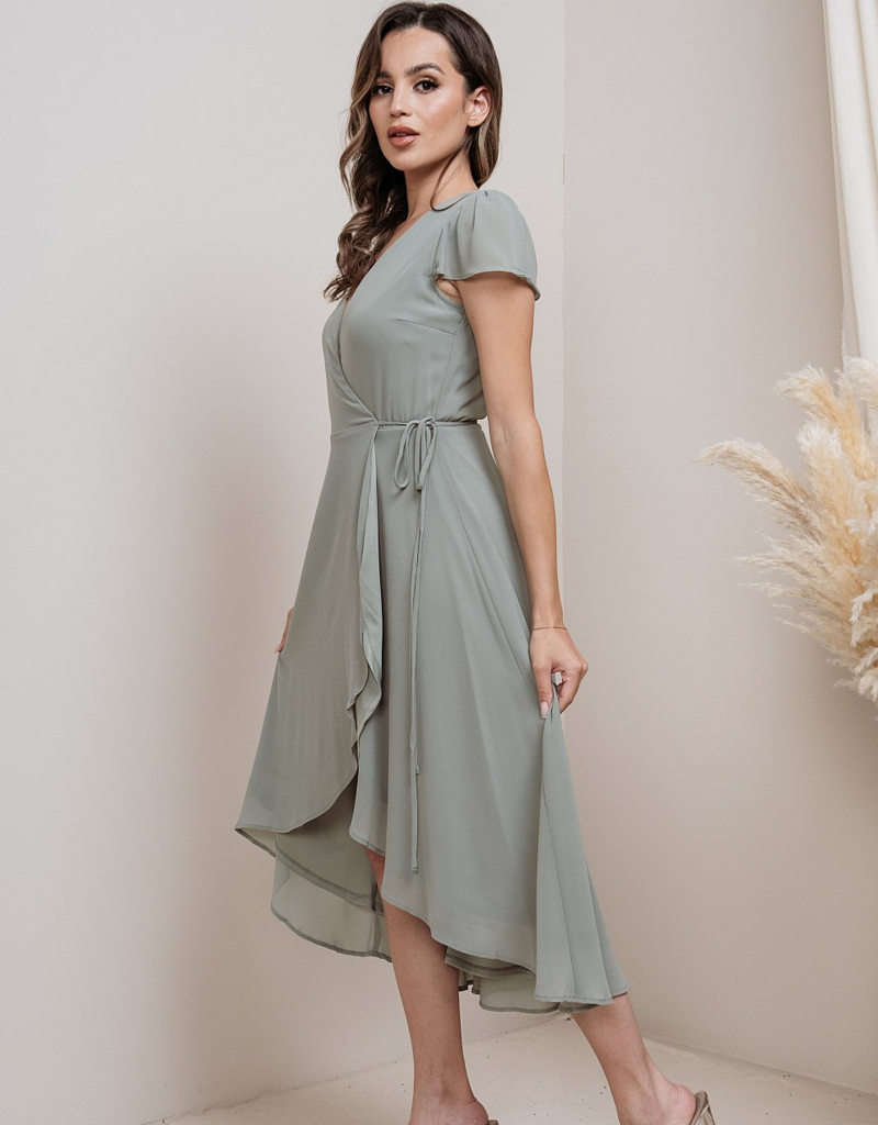 Soieblu Molly Midi Wrap Dress in Dusty Sage