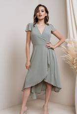 Soieblu Molly Midi Wrap Dress in Dusty Sage