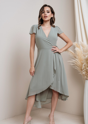 Soieblu Molly Midi Wrap Dress in Dusty Sage