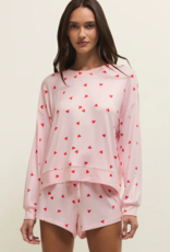 Z-Supply Mira Heart Long Sleeve Top in Pink Marshmallow