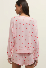 Z-Supply Mira Heart Long Sleeve Top in Pink Marshmallow