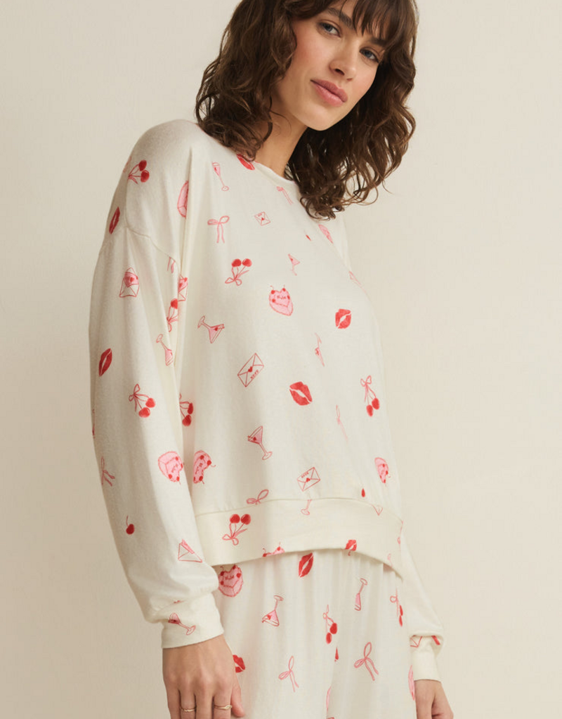 Z-Supply Mira Sweet Things Long Sleeve Top in Vanilla Ice