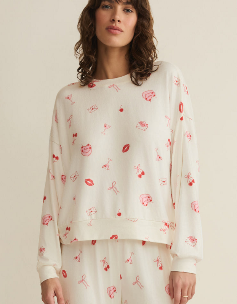 Z-Supply Mira Sweet Things Long Sleeve Top in Vanilla Ice