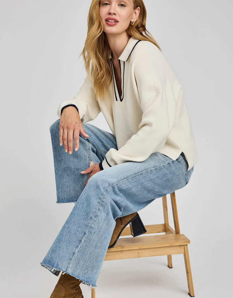 Gentle Fawn Tristan V-Neck Sweater in Cream