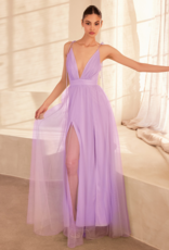 Amoris Wonderstruck Tulle Maxi Dress with Tie Shoulders in Lavender