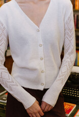 Molly Bracken Elora Heart Button Cardigan with Pointelle Detail Sleeve