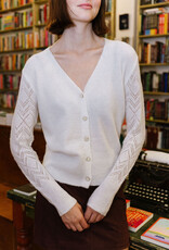 Molly Bracken Elora Heart Button Cardigan with Pointelle Detail Sleeve