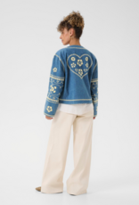 Cream Tannie Embroidered Jacket in Portland Blue Denim
