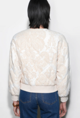 Greylin Micah Embroidered Quilted Bomber Jacket in Ivory/Beige