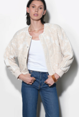 Greylin Micah Embroidered Quilted Bomber Jacket in Ivory/Beige