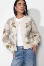 Greylin Skylar Cozy Floral Cardigan in Ivory
