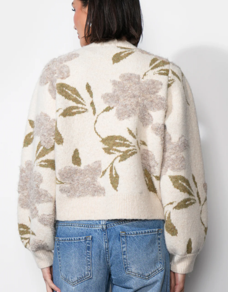 Greylin Skylar Cozy Floral Cardigan in Ivory