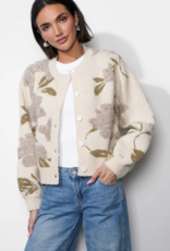 Greylin Skylar Cozy Floral Cardigan in Ivory