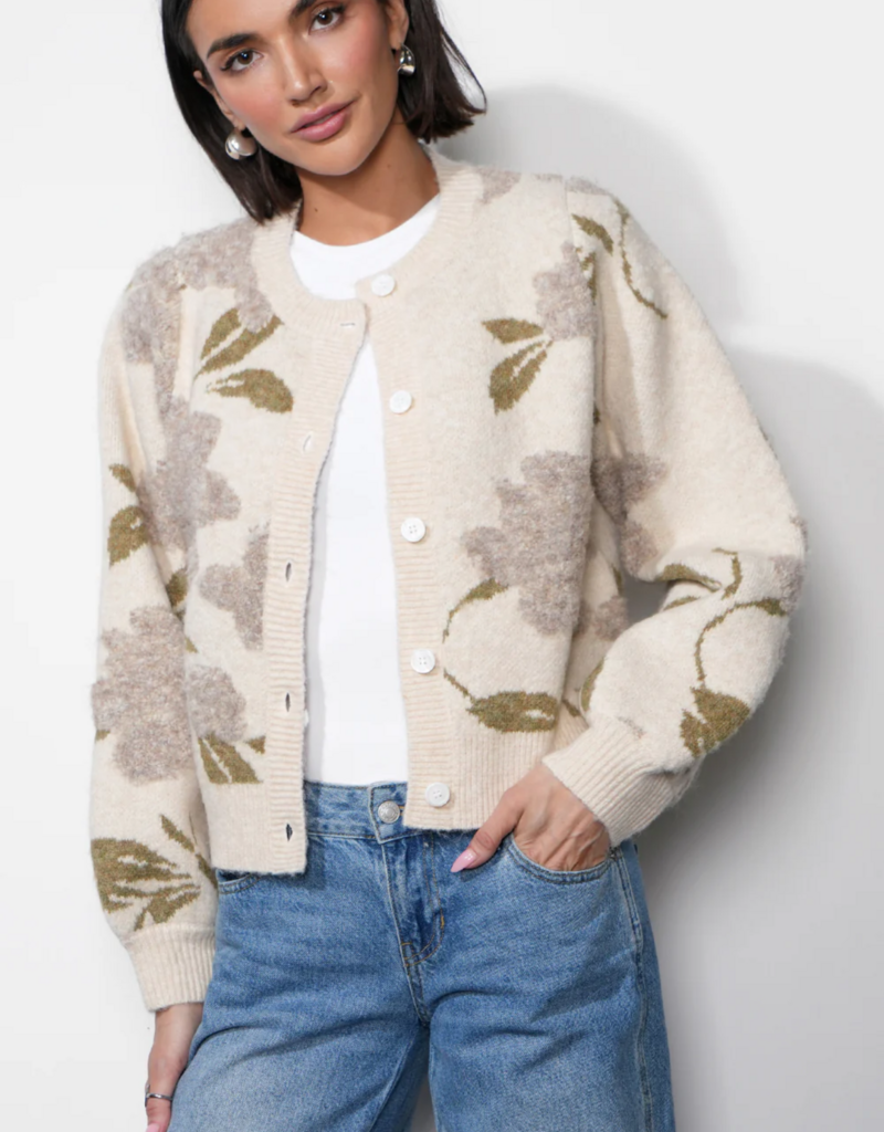 Greylin Skylar Cozy Floral Cardigan in Ivory