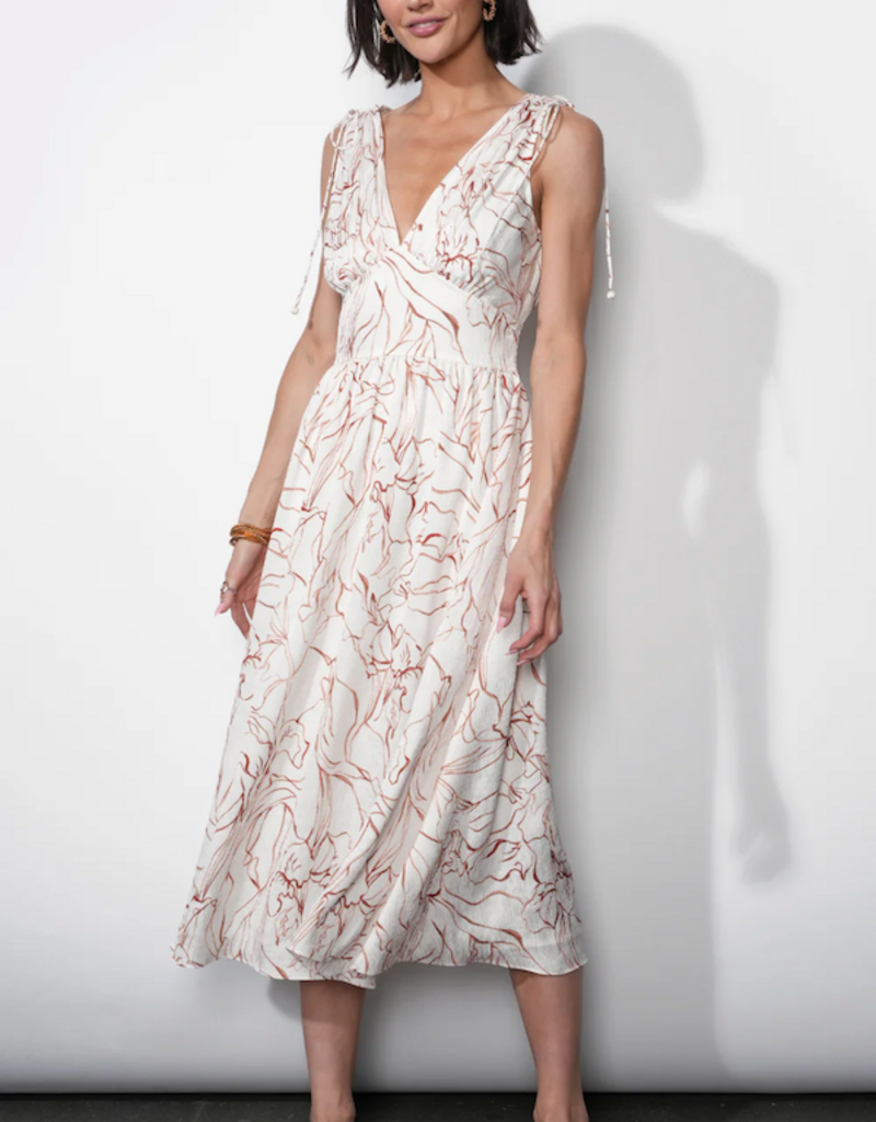 Greylin Sadie Sleeveless Tie Shoulder Midi Dress in Ivory