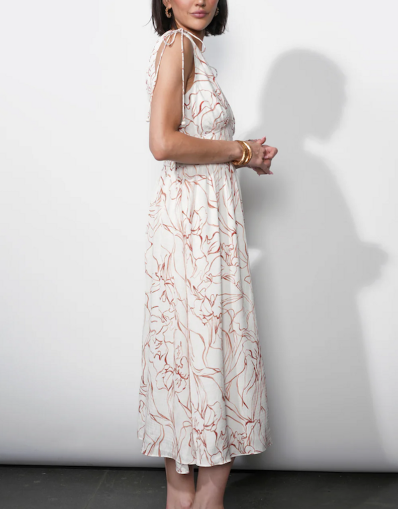 Greylin Sadie Sleeveless Tie Shoulder Midi Dress in Ivory