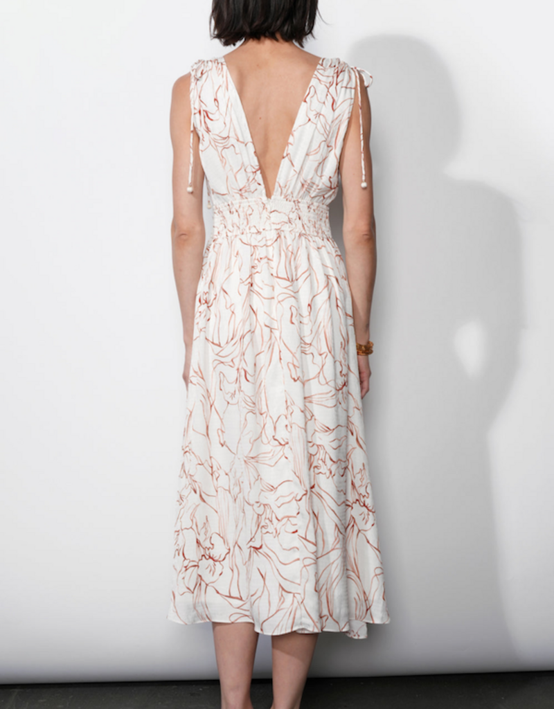 Greylin Sadie Sleeveless Tie Shoulder Midi Dress in Ivory