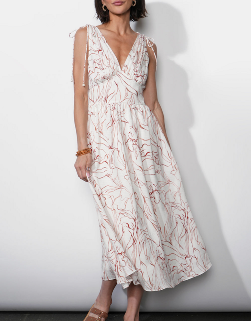 Greylin Sadie Sleeveless Tie Shoulder Midi Dress in Ivory