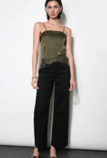 Greylin Stella Lace Hem Satin Cami in Olive