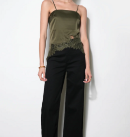 Greylin Stella Lace Hem Satin Cami in Olive