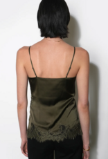 Greylin Stella Lace Hem Satin Cami in Olive