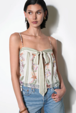 Greylin Taylor Tie Front Sleeveless Top Ivory Combo