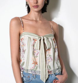 Greylin Taylor Tie Front Sleeveless Top Ivory Combo