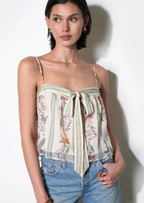 Greylin Taylor Tie Front Sleeveless Top Ivory Combo