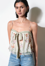 Greylin Taylor Tie Front Sleeveless Top Ivory Combo