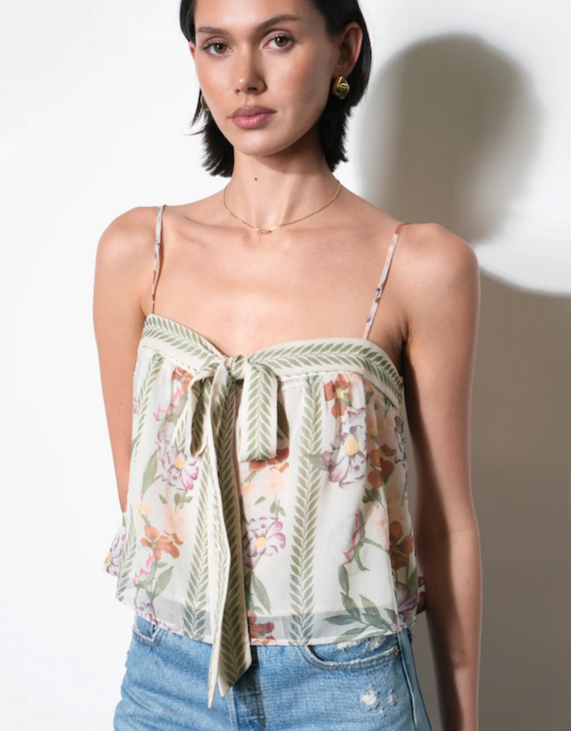 Greylin Taylor Tie Front Sleeveless Top Ivory Combo