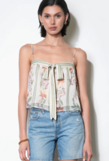 Greylin Taylor Tie Front Sleeveless Top Ivory Combo