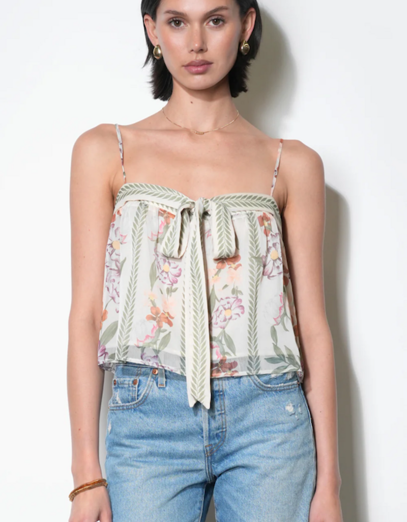 Greylin Taylor Tie Front Sleeveless Top Ivory Combo